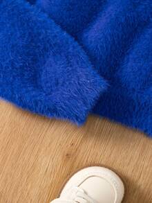 SHEIN Girls' Short V-Neck Cardigan Jacket, Autumn/Winter - Royal Blue - View 4