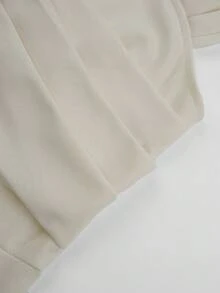 Modelyn 優雅浪漫乳白色夏季女款洋裝，方領短袖百褶腰A字版型飄逸連身裙，適合辦公室、雞尾酒會、約會、婚禮賓客 - 杏色 - 查看 10