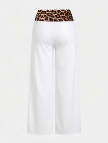 Tween Girls Tween Girl Pants Street Style Versatile Vintage Side Drawstring Y2K Patchwork Leopard Print Flare Leg Pants - White - View 6