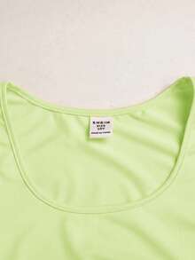 SHEIN Girlism 少女休閒日常百搭舒適修身純色蝴蝶結刺繡圖案運動服 - 黃色 - 查看 5