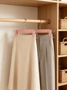 5-Piece Non-Slip Multifunctional Clothes Hangers With Clips For Skirts And Pants, Convenient And Practical, Household Clothes Storage Rack, No Trace Left To Protect Clothes, Perfect For Holiday And Christmas Gifts - Baby Pink - View 5