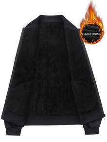 Manfinity Homme Men's Thermal Lined Long Sleeve Zipper Jacket With Pockets, Holiday Gift - Black - View 5