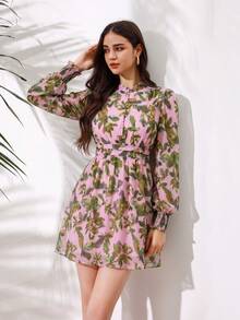 Aveloria Modichic 女款全印花燈籠袖洋裝 度假穿搭女裝 - 粉色 - 查看 5