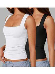 SHEIN SXY 2PCS Plus Size Women Tops - Black and White - View 4