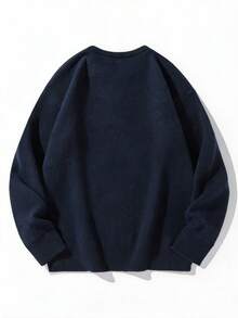 Chillumni Men's Autumn/Winter Casual Letter Pattern Sweater - Black - View 2