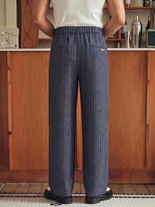 SWAVVY Men's Plaid Pleated Straight Leg Loose Fit Commuter Pants - Apricot - View 2