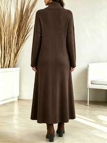 Holdful Holdful Gaun Rajut Kasual Serbaguna Musim Gugur/Dingin Wanita Terbaru - Coffee Brown - View 2