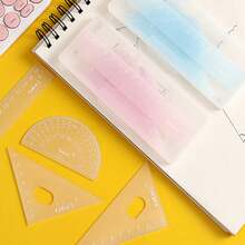 4 Set Math Geometry Tool Ruler Include Straight Ruler For Triangle Rulers Protractor Student School Office Statio. - multicolor - View 8