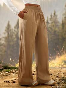 Exploreva Women's Casual Loose Outdoor Long Pants - Yellow - View 1