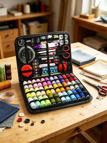 229 Piece Sewing Kit Embroidery Tools Needlework Set Threads Needles Household Supplies For Cross Stitch Crafting Repair Mending Gift For Beginner Hobbyist Crafter Holiday Birthday Party Home Office Travel Emergency Kit Portable Organizer Storage Box - multicolor - View 8