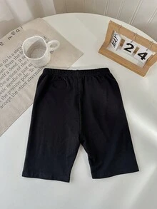SHEIN 兒童 LMoss 青少年女孩多件裝純色針織騎行緊身褲 - 彩色 - 查看 10