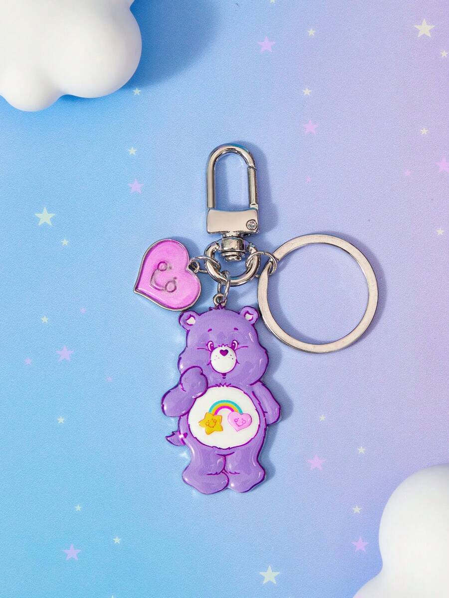 SHEIN X Care Bears New Creative Cartoon Cute Casual, Keychain, IP Joint Design, Lovely Personalized, Simple And Generous, Can Also Be Used As Accessories - Purple - View 1