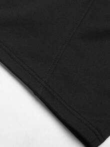 SHEIN 青少年女孩秋冬休閒街頭風針織抽繩拼接設計口袋運動長褲，適合返校與街頭風休閒出遊，寬鬆版型、鬆緊腰設計、舒適灰色「彎曲」長褲 - 黑色 - 查看 12