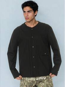 FORM&CHAOS Men's Autumn/Winter Long Sleeve Satin Washed Shirt - Black - View 6