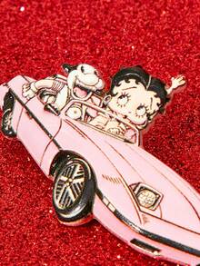 Betty Boop x SHEIN New Creative Cartoon Pattern Printing Brooch, IP Joint Design, Lovely Personalized, Simple And Generous, Can Also Be Used As Accessories, Suitable For - Pink - View 3