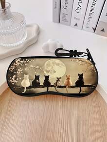 1PC Hard Shell Multi Moon Cat Print Glasses Case Portable Protective Eyeglass Sunglass Storage Box For Women Christmas Birthday Gift Travel Daily Must Haves - Multicolor - View 5