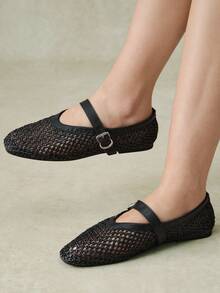 Styleloop Ladies, Willow Nails, Buckles, Flat Shoes. - Black - View 4
