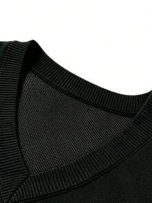 Chillumni Men's Dark Style Jacquard Colorblock Hip Hop Knit Vest - Black - View 4