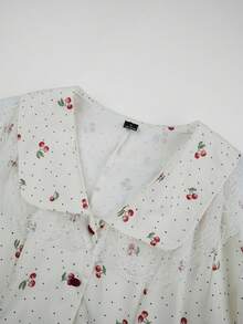 Modelyn Women Woven Floral Print Ruffle Hem Long Sleeve Button Waist A-Line Dress Fall Cloth For Women - Apricot - View 9