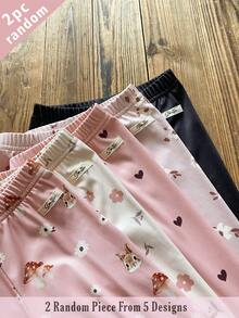 Souflis Souflis 2 piezas de leggings de punto acanalado suaves y cómodos para niña, con diseño de corazón y flor, estilo dulce y lindo, versátiles para primavera, verano y todas las estaciones, envío aleatorio - Multicolor - Ver 8
