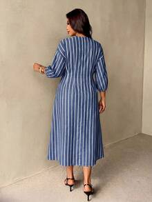 Auralis Plus Size Minimalist Elegant Light Blue Colorblock Beach Club Date Night Formal Rodeo Vacation Dress Summer - Blue - View 4