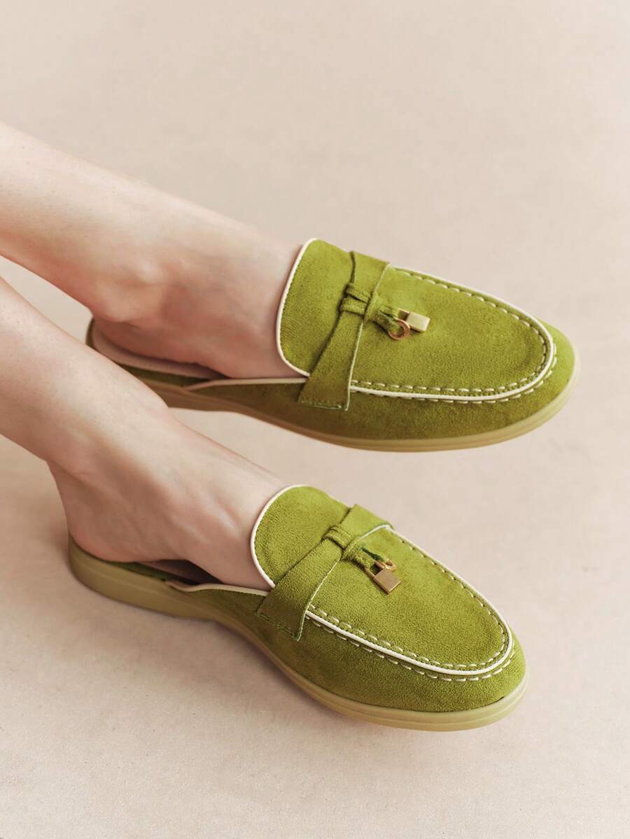 Rosivie Women's Daily Travel Versatile Fashion Casual Mules Flats - Green - View 1