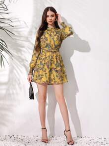 Aveloria Modichic 女款全印花燈籠袖洋裝 度假穿搭女裝 - 彩色 - 查看 4