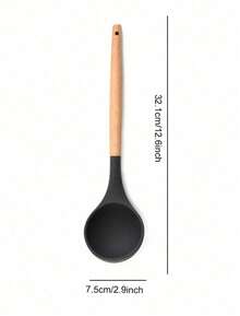 Haus Hana Silicone Cookware Set, 12 Large Heat-Resistant Kitchen Utensils, Turner Pliers, Spatula, Spoon, Wooden Handle Kitchen Small Tool, With Anti Stick Cookware Holder - Dark Grey - View 7