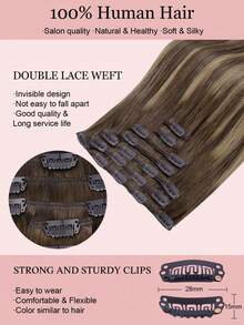 7PCS Straight Clip In Hair Extensions 100% Real Human Hair 14-24 Inch 115G Double Weft Invisible Clip Hair Extensions Remy Natural Human Hair For Women Girls Daily Use - S4/27/4 - View 4