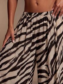 Hauture Women's Sexy Abstract Animal Print Chiffon Palazzo Wide Leg Balloon Trousers Pants - Multicolor - View 3
