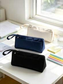 One Large-Capacity Minimalist-Style Pen Case, Durable And Portable, Ideal For Storing Stationery Such As Fountain Pens, Pencils, And Erasers; Suitable For Use At Home, In The Office, And In Study Settings. - Double layer design - View 2