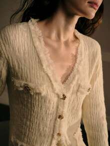 MOTF PREMIUM WOMEN'S V-NECK KNIT CARDIGAN AND PANTS SET, SOFT AND ELEGANT - White - View 2