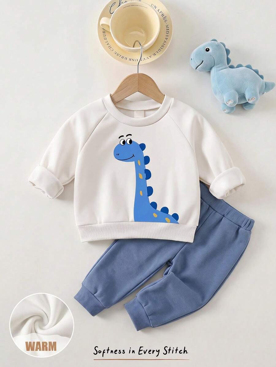 Baby Boy Cartoon Print Crew Neck Raglan Sleeve Sweatshirt - Multicolor - View 1