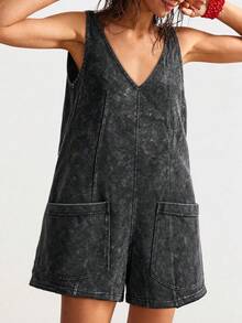 Bohemela Women's V-Neck Casual Daily Wear Romper - Black - View 6