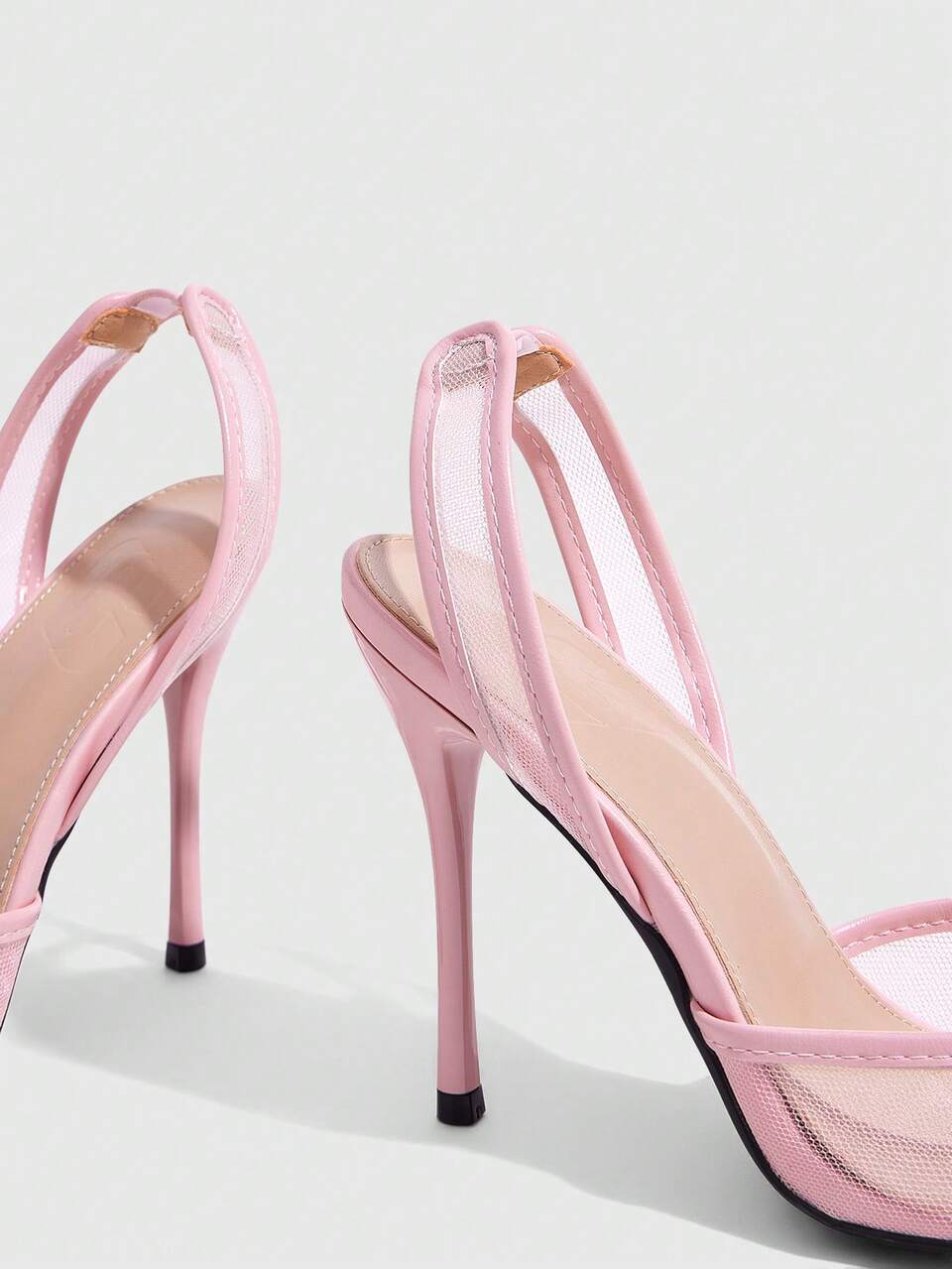CUCCOO SZL Mesh Pointed Back Space Stiletto Shoes, Side Space Design, Workplace Commuting Dating Slim High Heels