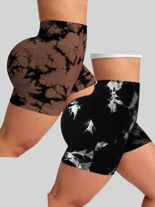 SHEIN Velisys 2PCS Women Plus Size Sports Shorts - Multicolor - View 2