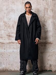Skyrend Men's Solid Color Minimalist Casual Long Sleeve Windbreaker, Autumn/Winter Fall/Autumn/Winter Grunge - Black - View 4