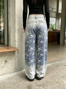 DAZY Celana Jeans Denim Longgar Kasual Gaya Korea untuk Wanita, Musim Gugur - Biru - View 9