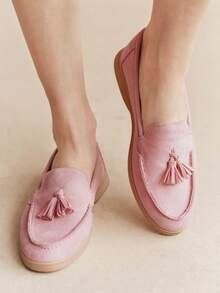 Rosivie Women's Light Pink Round Toe Flat Slip-On Shoes, Suitable For Daily Casual Wear, Office And Outdoor Activities - Dusty Pink - View 6