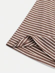 GlowEve CURVE Jaket Wanita Ukuran Besar Kasual Gaya Barat Serbaguna Lengan Panjang Bergaris untuk Pakaian Sehari-hari Musim Gugur, Bisnis, Liburan, Cokelat - Coklat - View 3