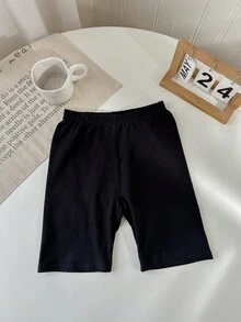 SHEIN 兒童 LMoss 青少年女孩多件裝純色針織騎行緊身褲 - 彩色 - 查看 8