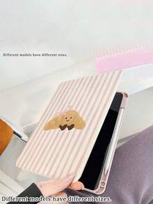 Casing Tablet Motif Garis-Garis Merah Muda Croissant yang Lucu dengan Slot Pena, Penutup Penyangga Magnetik Multi-Sudut dengan Fungsi Tidur/Bangun Otomatis - MultiWarna - View 8