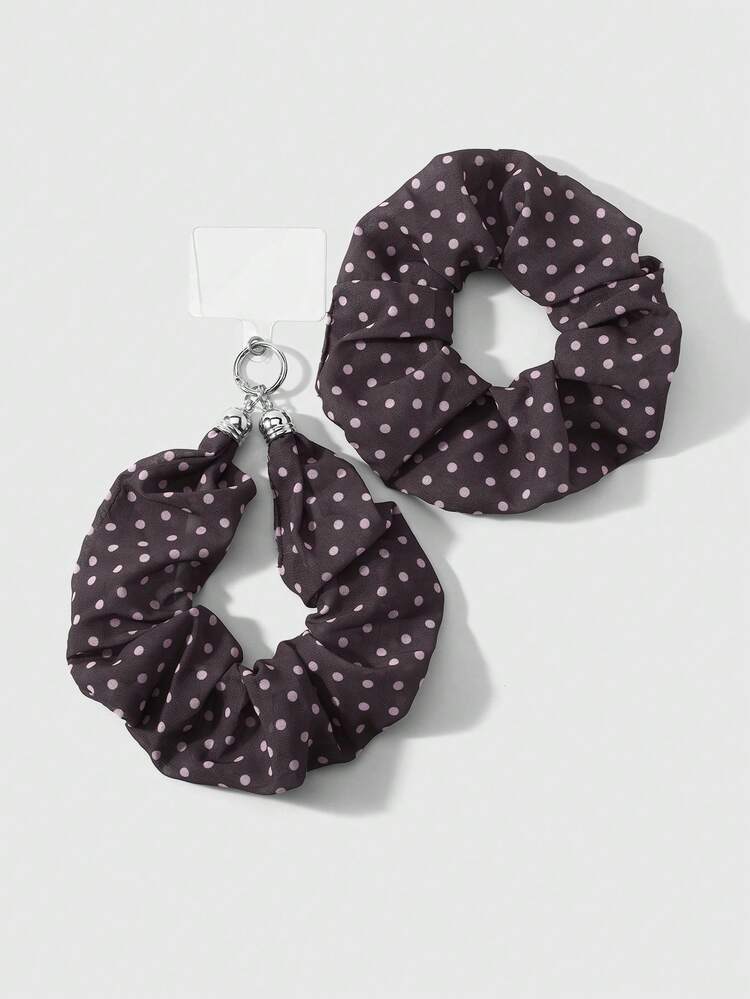 ROMWE Anime 2 Fresh And Casual Retro Multi-Color Chiffon Polka Dot Large Intestine Rings + Wrist Strap DIY Mobile Phone Pendant Hair Band, Combination Set. - Multicolor-68 - View 16