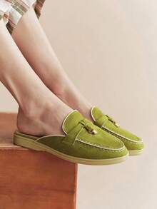 Rosivie Women's Daily Travel Versatile Fashion Casual Mules Flats - Green - View 4