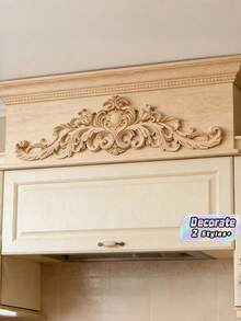 2PCS Carved Inlaid Appliques Exquisite Relief Embossed Craft Supplies For Cabinet Door Furniture Accent Wall Entryway Office Christmas DIY Decor Rustic Floral Molding Millwork Upgrade Renovation Project Gift Adults - Multicolor - View 1