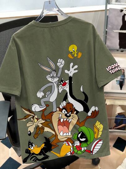 LOONEY TUNES X SHEIN Daypath Men's Summer Casual Cartoon Print T-Shirt