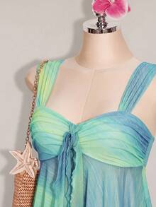 SHEIN ICON 女款不對稱網紗下擺背心 - 彩色 - 查看 4