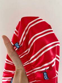 ZzzCrew Red Vertical Stripe Funny Dachshund Print Lapel Pajama Set - Red - View 7