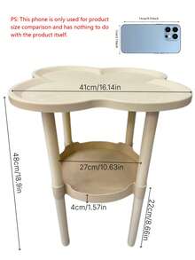 Space Saving Double Layer Storage Table Large Capacity Lower Storage Box For Daily Necessities Glossy Four Leaf Clover Edge Table Heavy Duty Movable Sofa Side Cabinet Small Living Room Coffee Table Bedroom Bedside Makeup Table Ideal For Renters - Multicolor - View 3