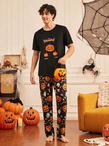 SHEIN Halloween Print Men's Loungewear Pants - Multicolor - View 7